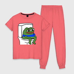 Пижама хлопковая женская Лягушонок пепе, цвет: коралловый