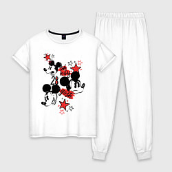 Пижама хлопковая женская Oh boy, Mickey, цвет: белый