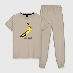 Пижама хлопковая женская Банан, Энди Уорхол, цвет: миндальный