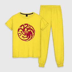 Пижама хлопковая женская Logo Targaryen Quotes цвета желтый — фото 1
