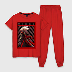 Пижама хлопковая женская Микки Токийские мстители спина, цвет: красный