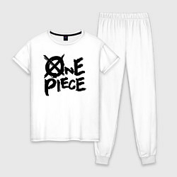 Пижама хлопковая женская One Piece Большой куш лого, цвет: белый