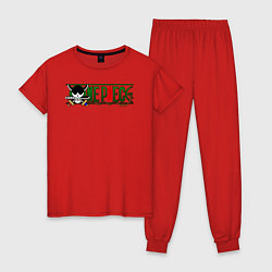 Пижама хлопковая женская Лого Ророноа Зоро One Piece, цвет: красный