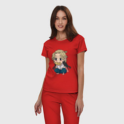 Пижама хлопковая женская Микки Мандзиро ЧИБИ, цвет: красный — фото 2