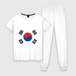 Пижама хлопковая женская Корея Корейский флаг, цвет: белый
