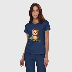 Пижама хлопковая женская Медведь, цвет: тёмно-синий — фото 2