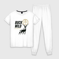 Пижама хлопковая женская Buck Wild, цвет: белый