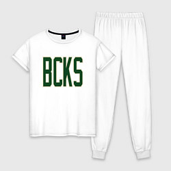 Пижама хлопковая женская BCKS Bucks, цвет: белый