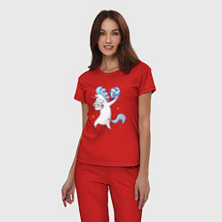 Пижама хлопковая женская Unicorn Volleyball, цвет: красный — фото 2