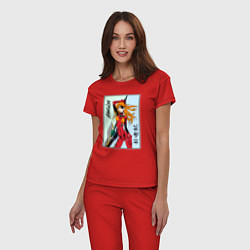 Пижама хлопковая женская Евангелион Evangelion, цвет: красный — фото 2