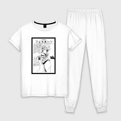 Пижама хлопковая женская Аниме кумоко аниме, цвет: белый