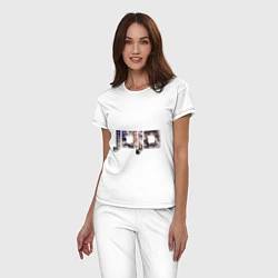 Пижама хлопковая женская Jojo Bizarre Adventure логотип, цвет: белый — фото 2