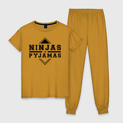 Пижама хлопковая женская Ninjas In Pyjamas, цвет: горчичный