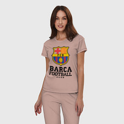 Пижама хлопковая женская Barcelona Football Club, цвет: пыльно-розовый — фото 2