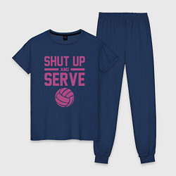 Пижама хлопковая женская Shut Up And Serve, цвет: тёмно-синий