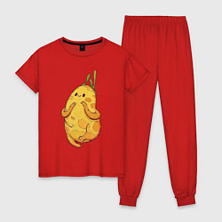 Пижама хлопковая женская Милая картошка, цвет: красный