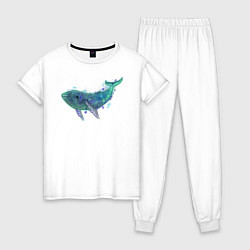 Пижама хлопковая женская Горбатый кит, цвет: белый