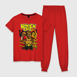 Пижама хлопковая женская Горилла боксёр, цвет: красный