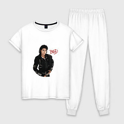 Пижама хлопковая женская BAD Майкл Джексон, цвет: белый