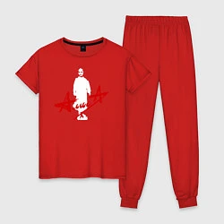Пижама хлопковая женская Группа АЛИСА - Дискография, цвет: красный