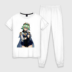 Пижама хлопковая женская Genshin Impact Сахароза, цвет: белый