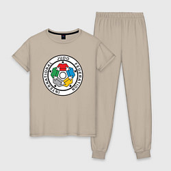 Пижама хлопковая женская Judo Federation, цвет: миндальный