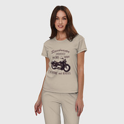 Пижама хлопковая женская Triumph speedmaster bonneville, цвет: миндальный — фото 2