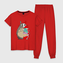 Пижама хлопковая женская Totoro Inside, цвет: красный