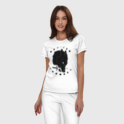 Пижама хлопковая женская Иллюстрация Волка, цвет: белый — фото 2