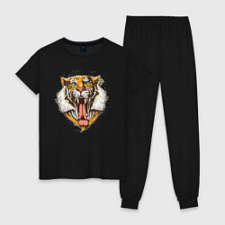 Пижама хлопковая женская Крутой Тигр, цвет: черный