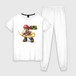 Пижама хлопковая женская Марио очень крутой!, цвет: белый