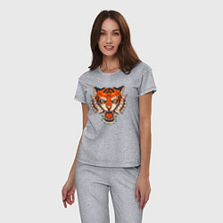 Пижама хлопковая женская Super Tiger, цвет: меланж — фото 2