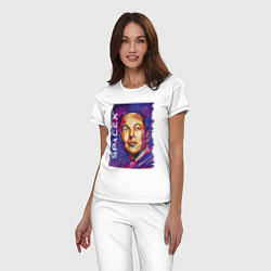 Пижама хлопковая женская Илон Маск и его детище, цвет: белый — фото 2