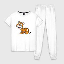 Пижама хлопковая женская Добрый тигр, цвет: белый