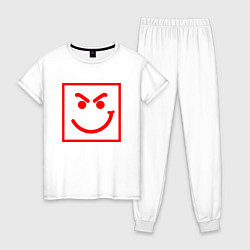 Пижама хлопковая женская BON JOVI HAVE A NICE DAY SMILE RED FACE, цвет: белый