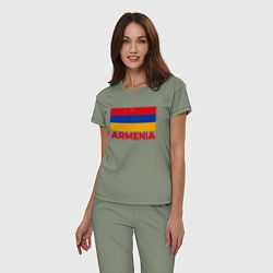 Пижама хлопковая женская Armenia Flag, цвет: авокадо — фото 2