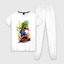 Пижама хлопковая женская Angry Luigi, цвет: белый