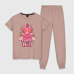 Пижама хлопковая женская РОЗОВЫЙ ЧЕРТ, цвет: пыльно-розовый