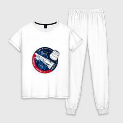Пижама хлопковая женская SPACE X CRS-5, цвет: белый