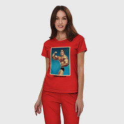 Пижама хлопковая женская Arnold PUMP, цвет: красный — фото 2