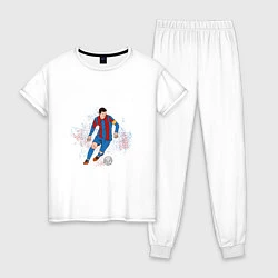 Пижама хлопковая женская Известный футболист, цвет: белый