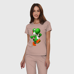 Пижама хлопковая женская 3d Yoshi, цвет: пыльно-розовый — фото 2