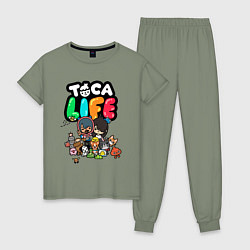 Пижама хлопковая женская Toca Life, цвет: авокадо