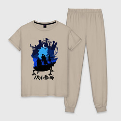 Пижама хлопковая женская Ходячий Замок Хаула, цвет: миндальный