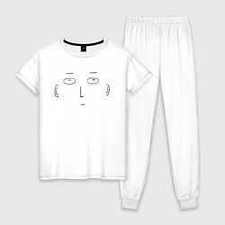 Пижама хлопковая женская Лицо Сайтама One Punch-Man, цвет: белый