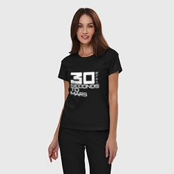 Пижама хлопковая женская 30 Seconds To Mars logo, цвет: черный — фото 2