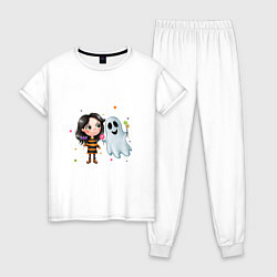 Пижама хлопковая женская Друзьяшки, цвет: белый