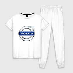 Пижама хлопковая женская Volvo, логотип, цвет: белый