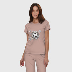 Пижама хлопковая женская Футбол внутри, цвет: пыльно-розовый — фото 2