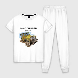 Пижама хлопковая женская Toyota Land Cruiser FJ 40 4X4, цвет: белый
